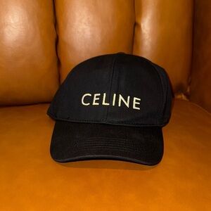 Celine Black and Gold Logo Cap